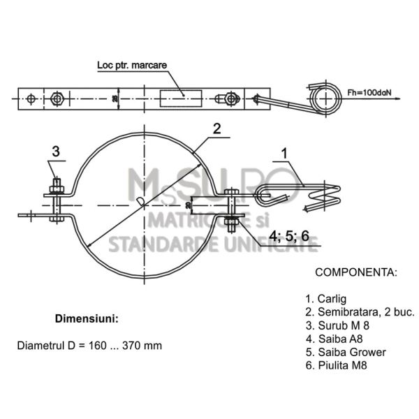 Bratara bransament pe stalpi centrifugati