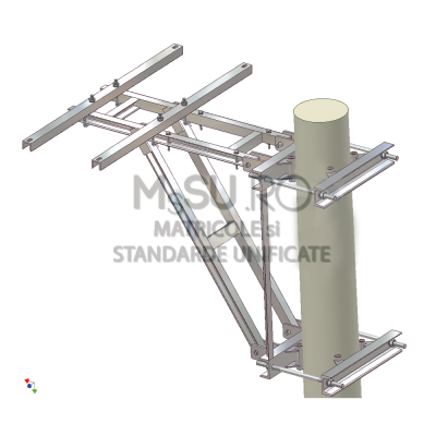 Suport din otel zincat pentru sustinerea recloser si trei TTT pe stalp